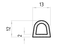 D型密封膠條截面圖