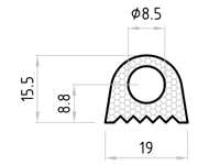 D型密封膠條截面圖